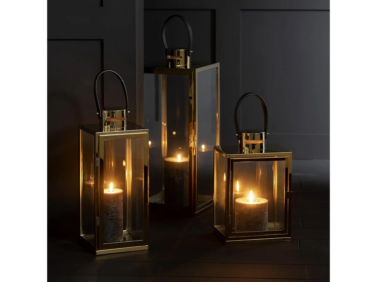 Lanterne Design en Verre "Porta" 43cm Or