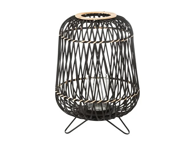 Lanterne Déco "Bambou sur Pied" 49cm Noir