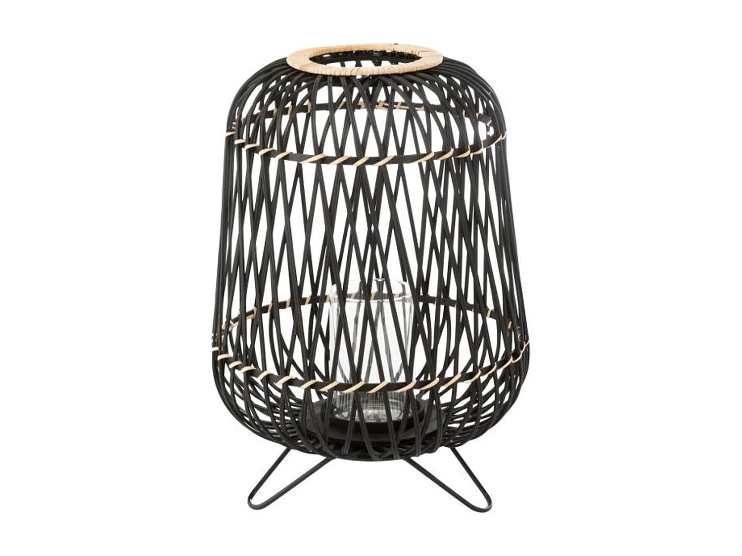 Lanterne Déco "Bambou sur Pied" 49cm Noir