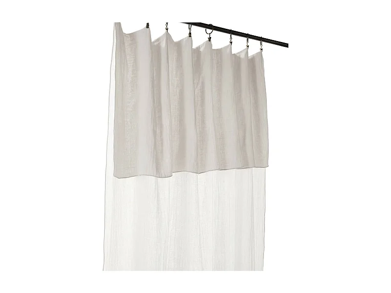 OUREA - Rideau Ajustable 140x300 cm Gaze de Coton Chantilly + 8 Anneaux Pince