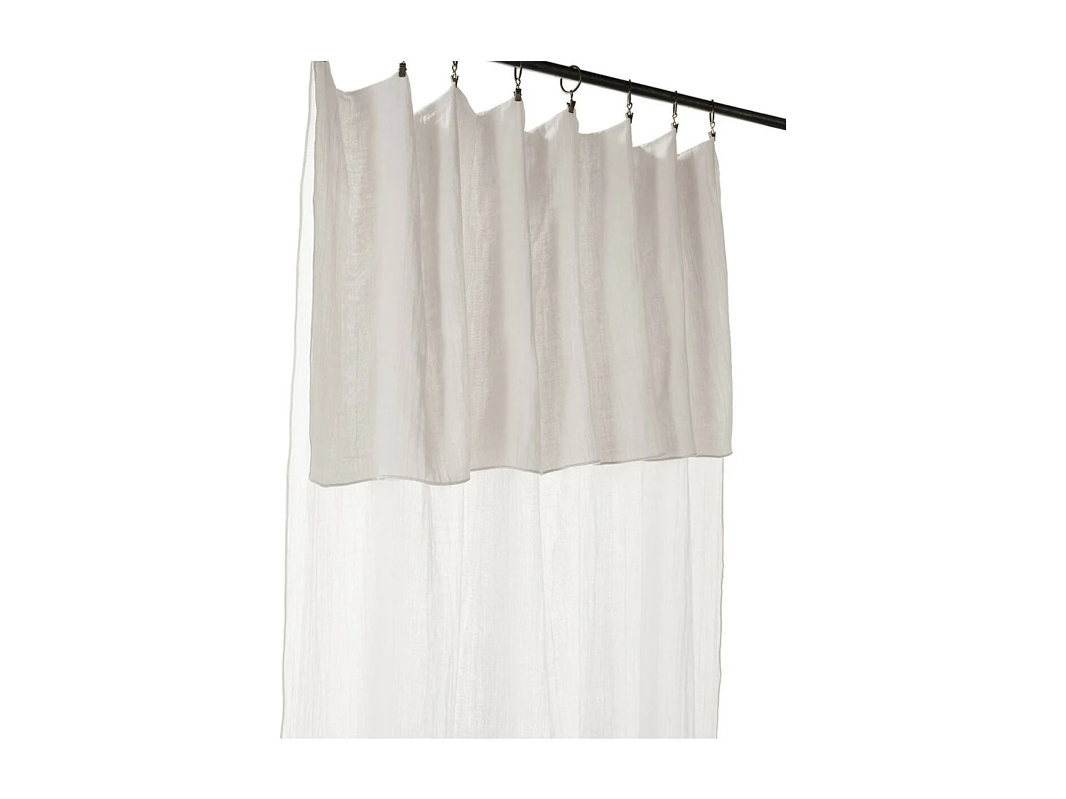 OUREA - Rideau Ajustable 140x300 cm Gaze de Coton Chantilly + 8 Anneaux Pince