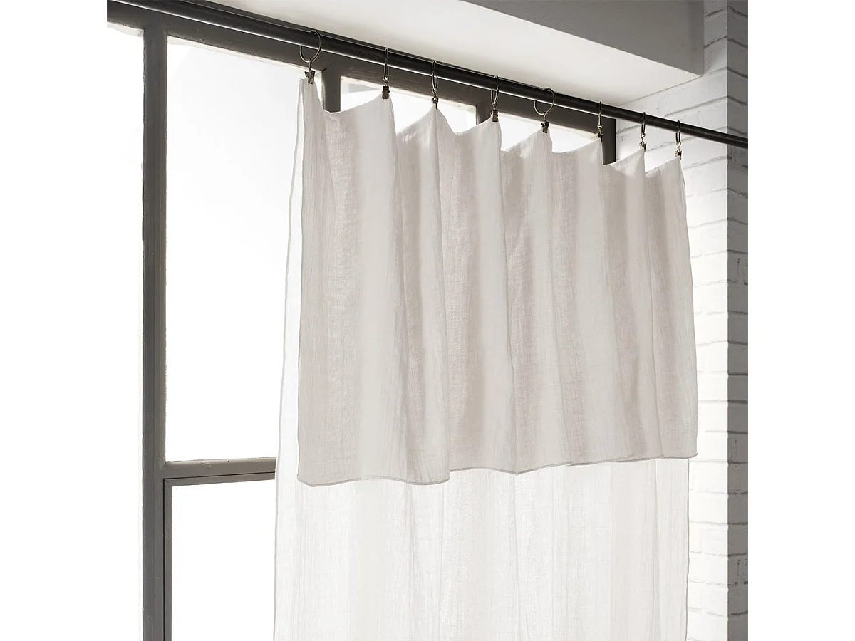 OUREA - Rideau Ajustable 140x300 cm Gaze de Coton Chantilly + 8 Anneaux Pince