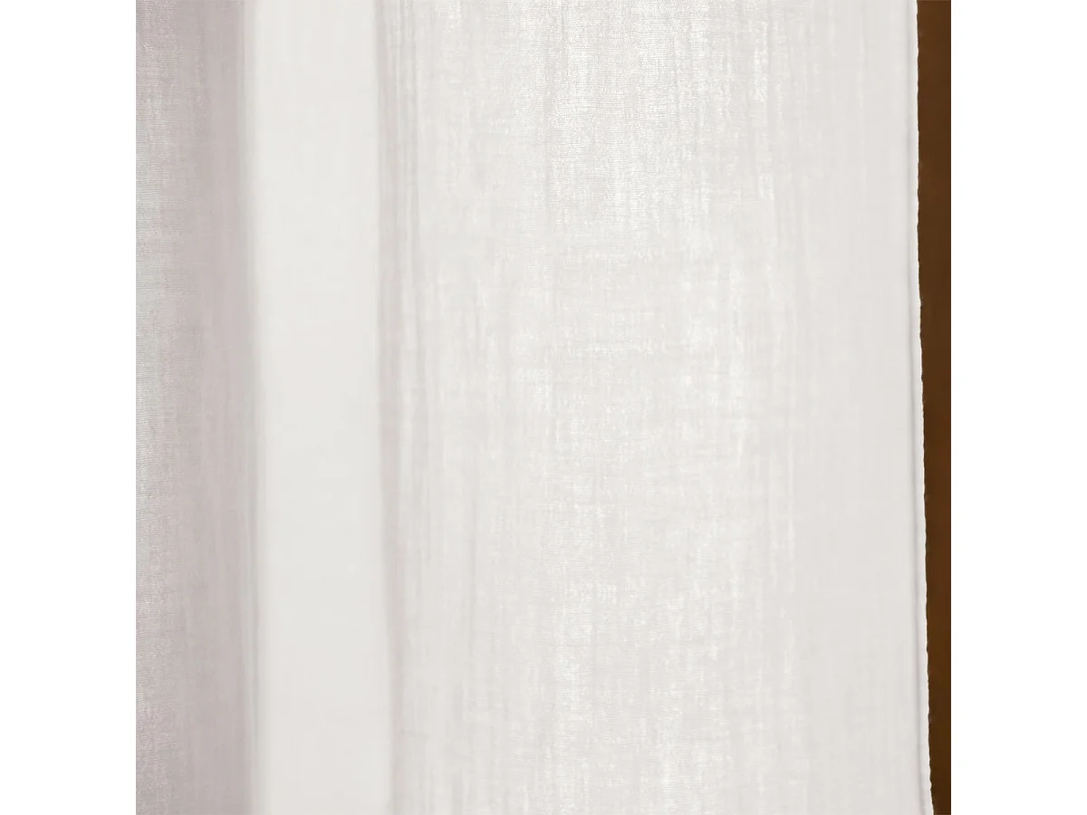 OUREA - Rideau Ajustable 140x300 cm Gaze de Coton Chantilly + 8 Anneaux Pince