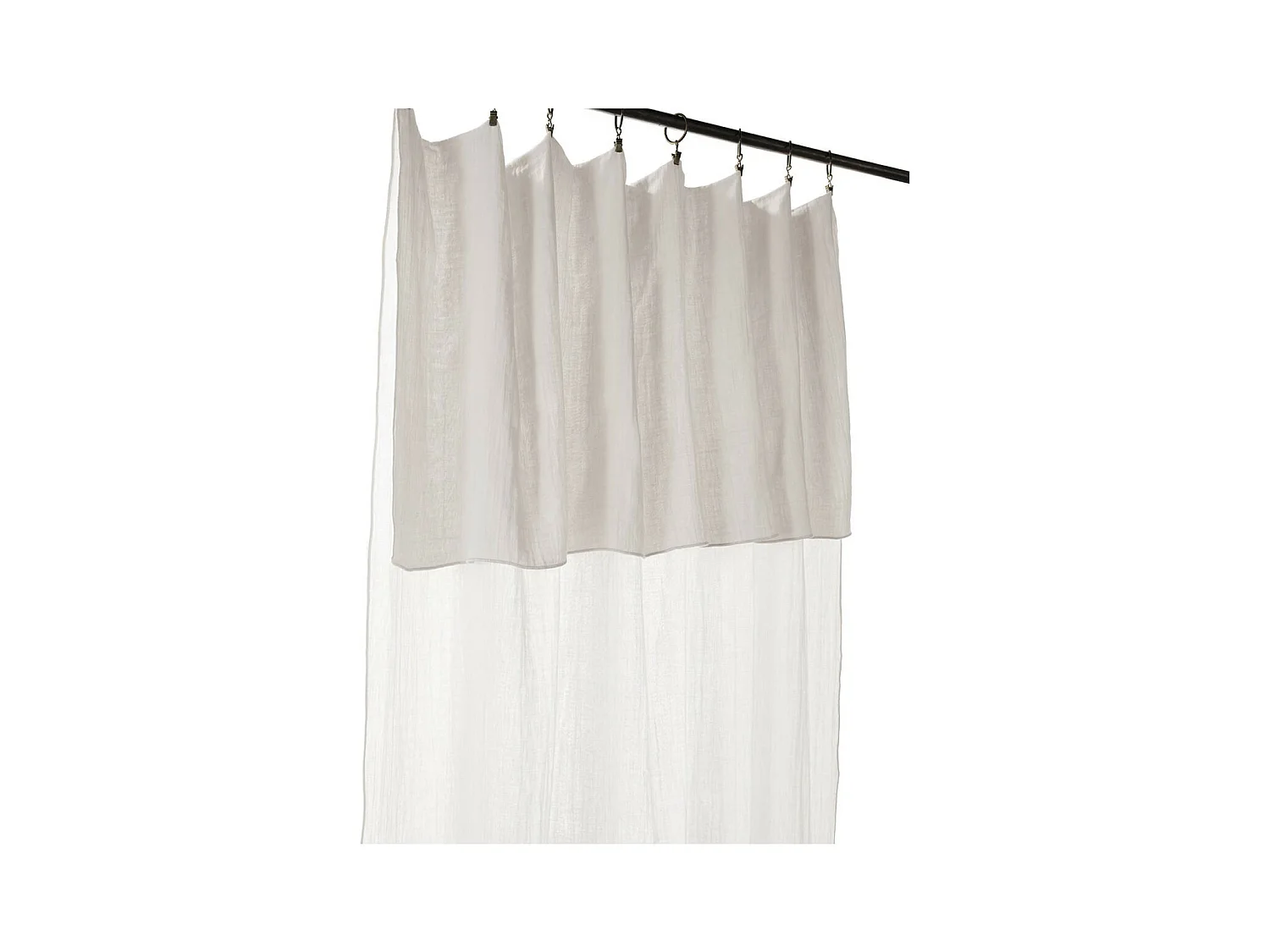 OUREA - Rideau Ajustable 140x300 cm Gaze de Coton Chantilly + 8 Anneaux Pince