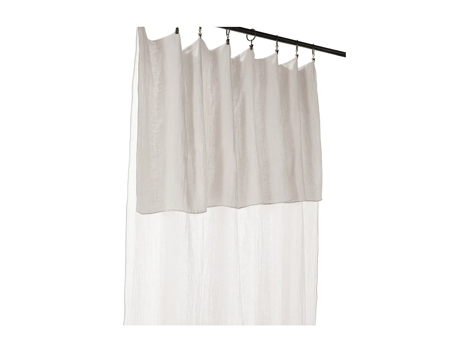 OUREA - Rideau Ajustable 140x300 cm Gaze de Coton Chantilly + 8 Anneaux Pince