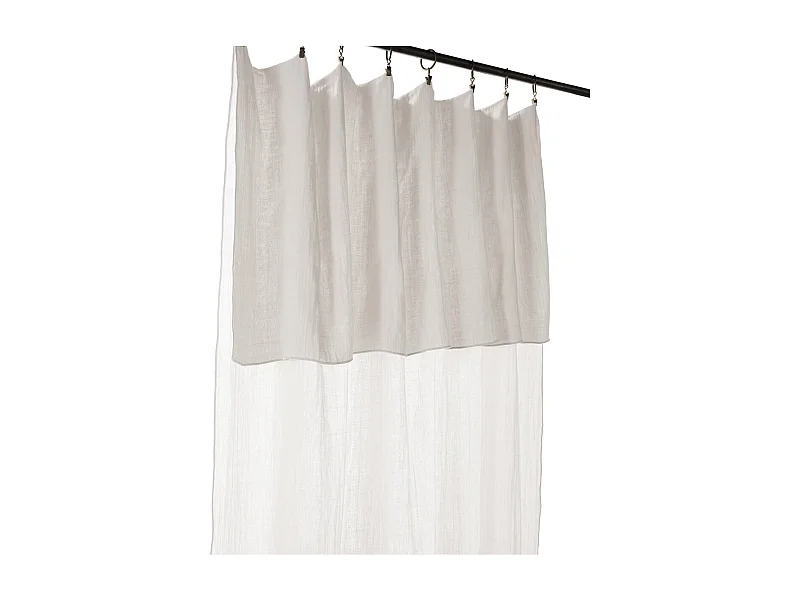 OUREA - Rideau Ajustable 140x300 cm Gaze de Coton Chantilly + 8 Anneaux Pince