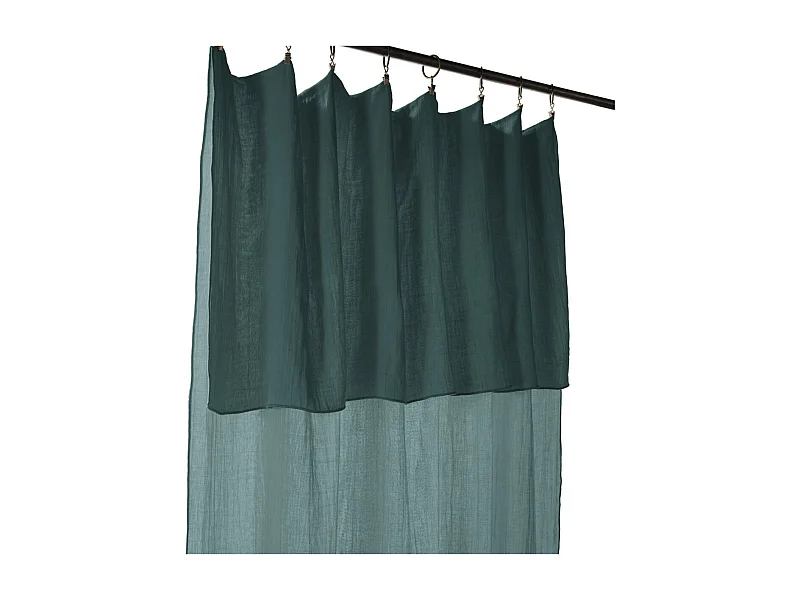 OUREA - Rideau Ajustable 140x300 cm Gaze de Coton Canard + 8 Anneaux Pince