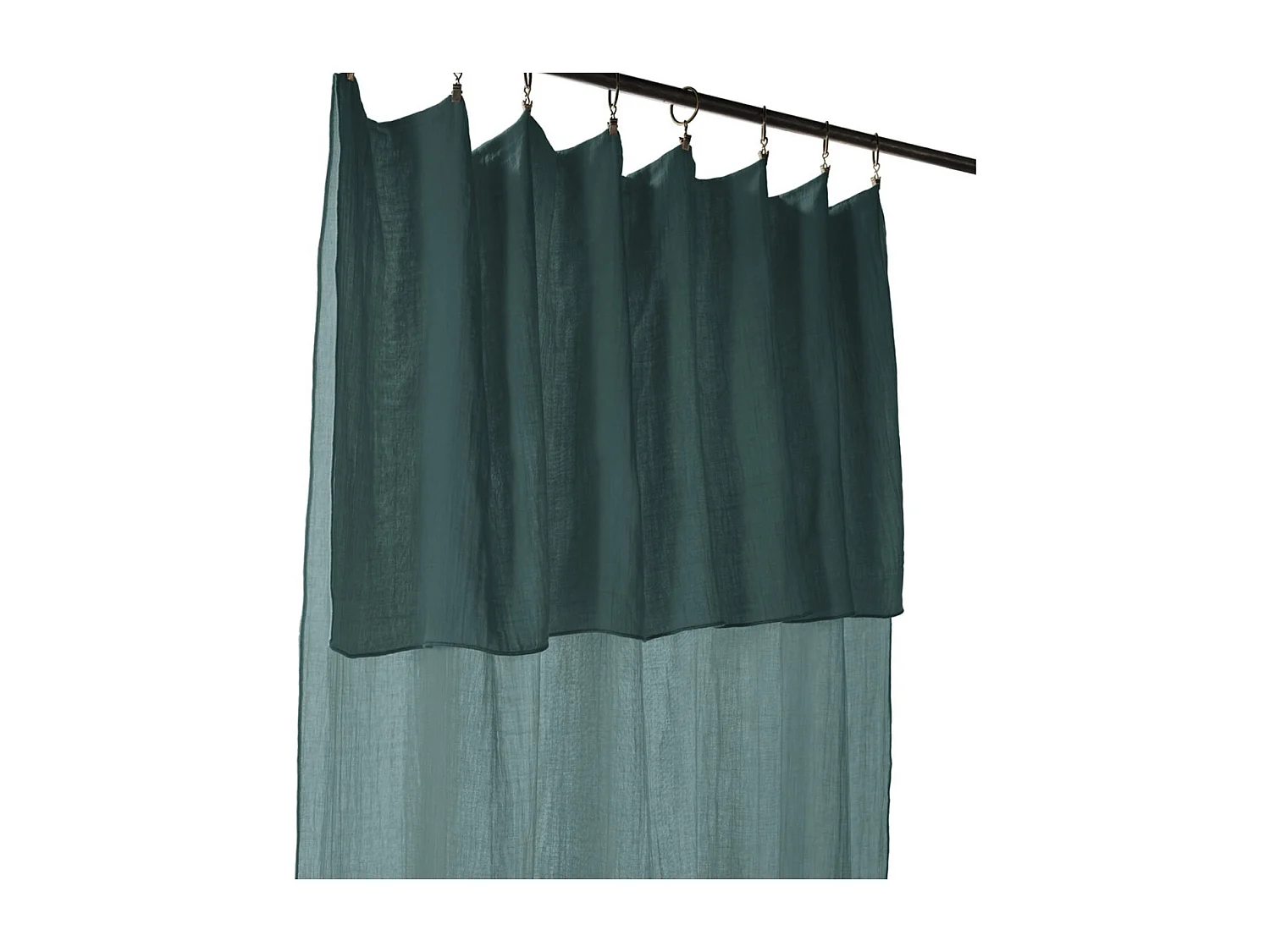 OUREA - Rideau Ajustable 140x300 cm Gaze de Coton Canard + 8 Anneaux Pince