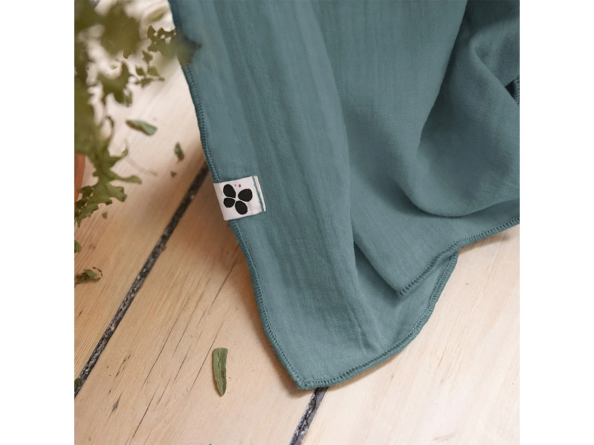 OUREA - Rideau Ajustable 140x300 cm Gaze de Coton Canard + 8 Anneaux Pince