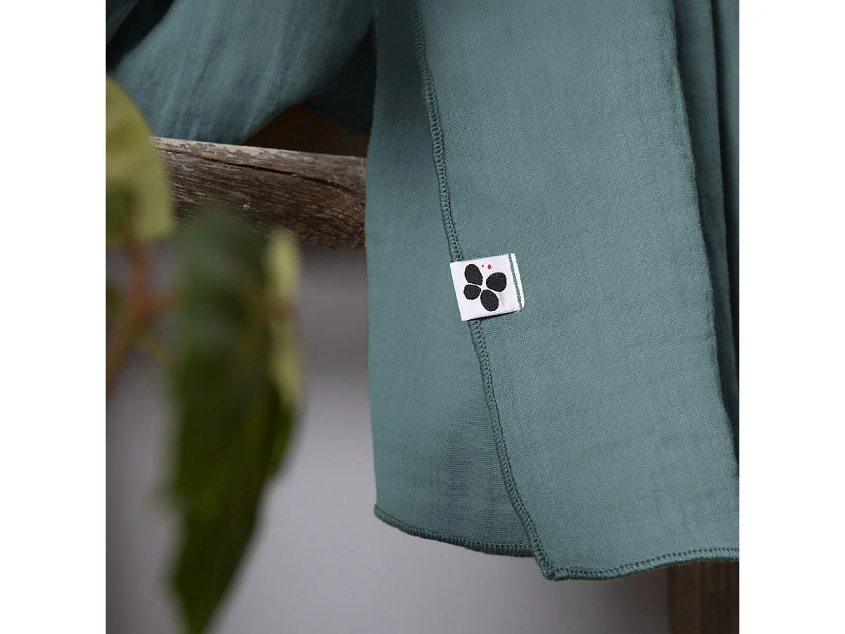 OUREA - Rideau Ajustable 140x300 cm Gaze de Coton Canard + 8 Anneaux Pince