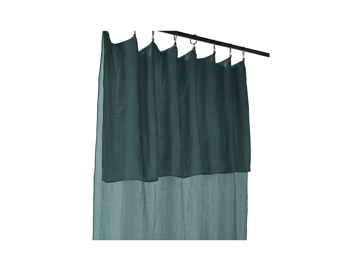 OUREA - Rideau Ajustable 140x300 cm Gaze de Coton Canard + 8 Anneaux Pince