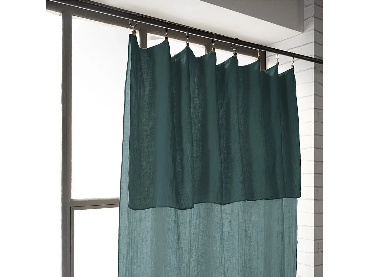OUREA - Rideau Ajustable 140x300 cm Gaze de Coton Canard + 8 Anneaux Pince