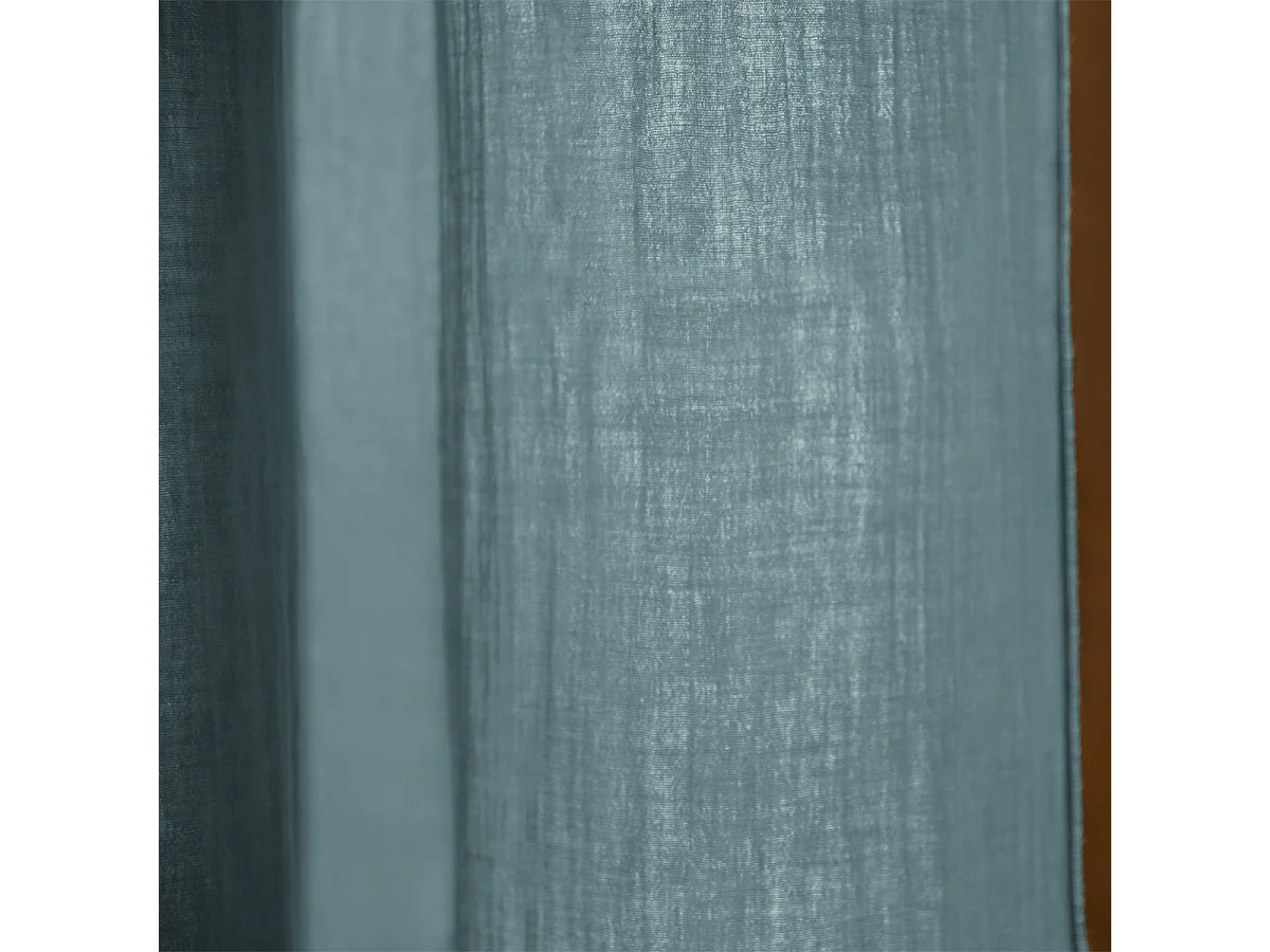 OUREA - Rideau Ajustable 140x300 cm Gaze de Coton Canard + 8 Anneaux Pince