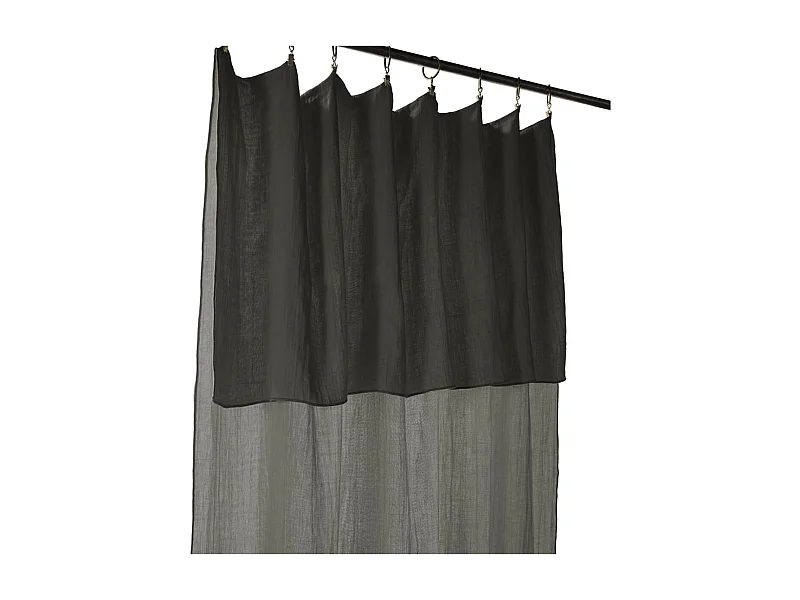 OUREA - Rideau Ajustable 140x300 cm Gaze de Coton Granit + 8 Anneaux Pince