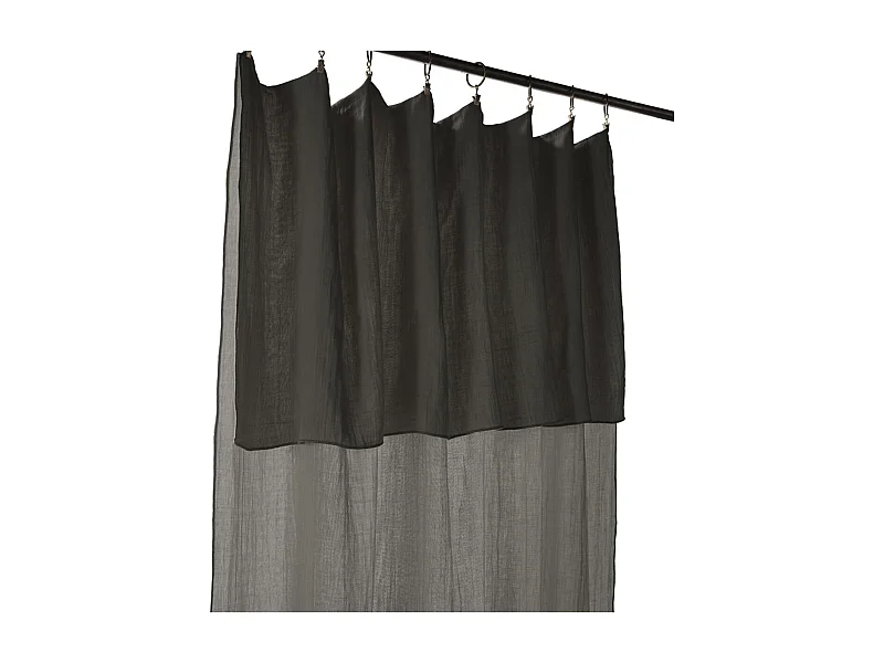 OUREA - Rideau Ajustable 140x300 cm Gaze de Coton Granit + 8 Anneaux Pince