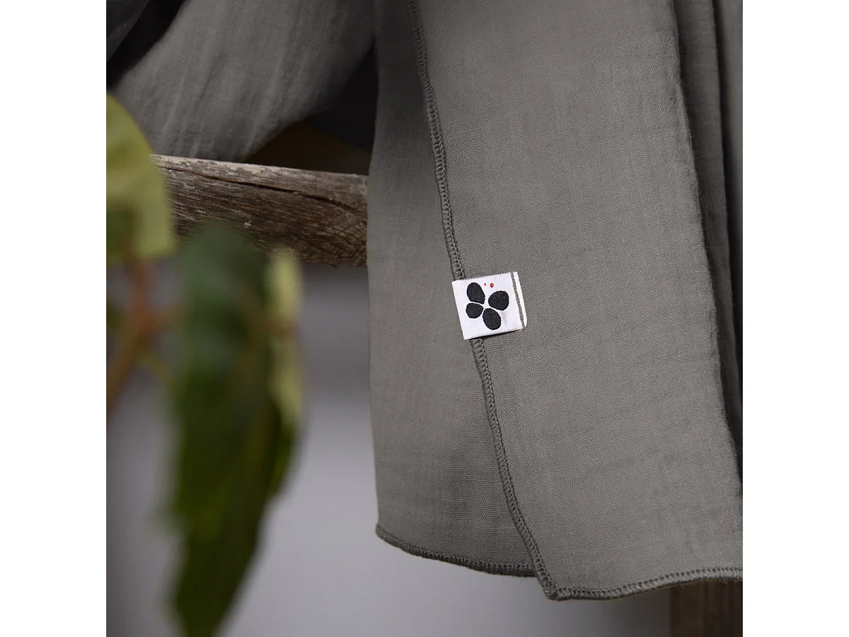 OUREA - Rideau Ajustable 140x300 cm Gaze de Coton Granit + 8 Anneaux Pince