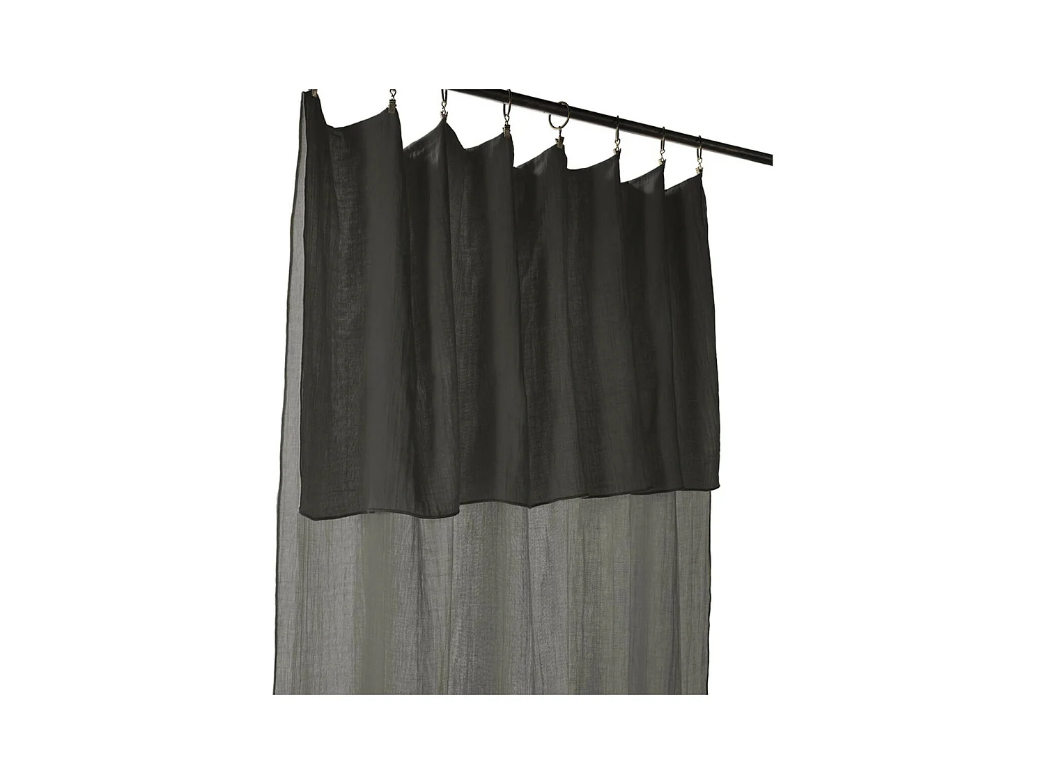 OUREA - Rideau Ajustable 140x300 cm Gaze de Coton Granit + 8 Anneaux Pince