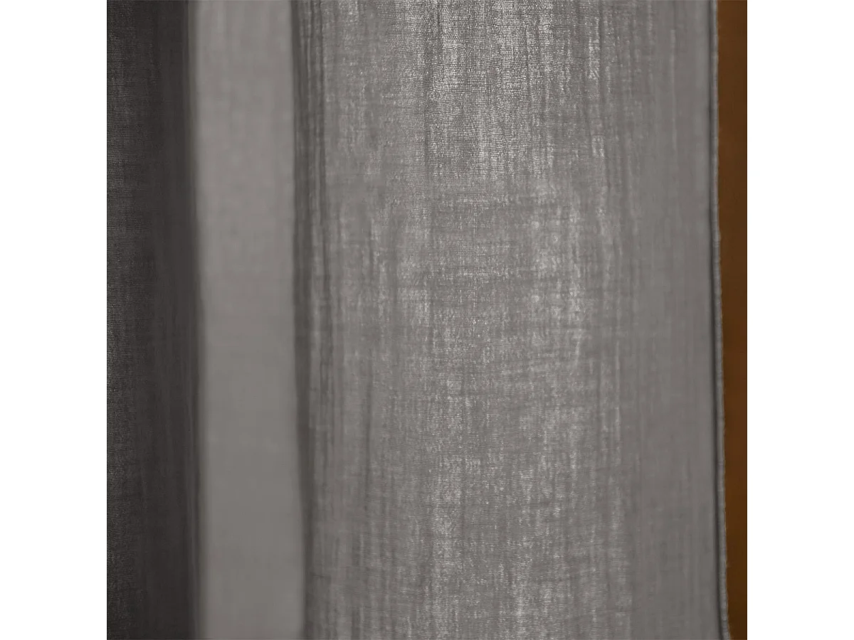 OUREA - Rideau Ajustable 140x300 cm Gaze de Coton Granit + 8 Anneaux Pince