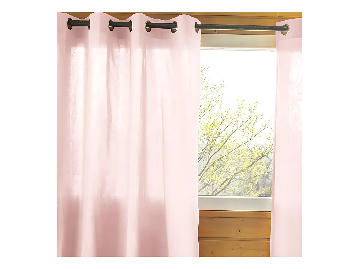 SOPHIE - Rideau 140x260cm Coton Coloris Pivoine Œillets Inox