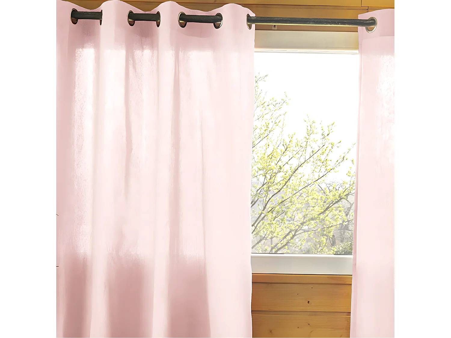 SOPHIE - Rideau 140x260cm Coton Coloris Pivoine ?illets Inox