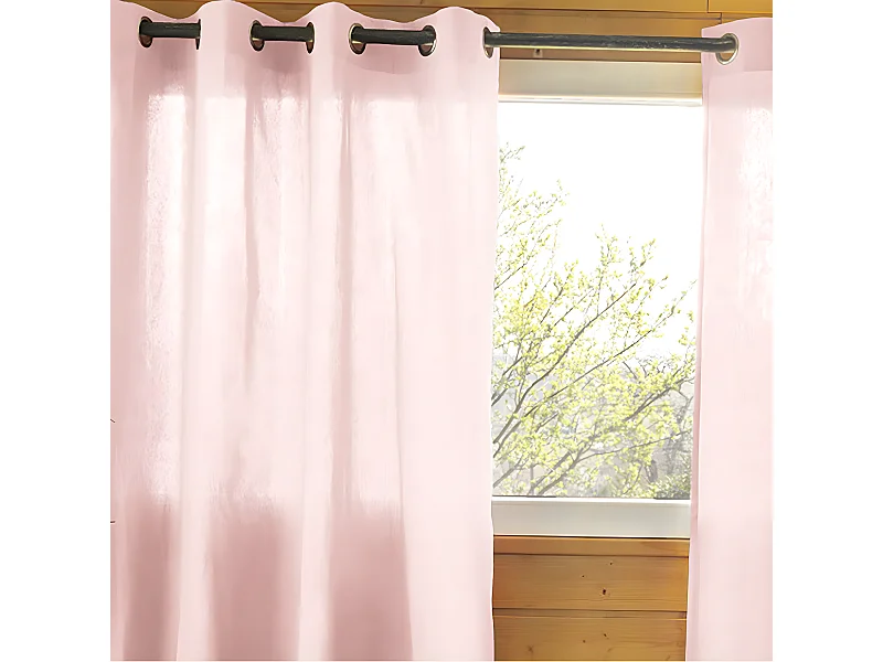 SOPHIE - Rideau 140x260cm Coton Coloris Pivoine ?illets Inox