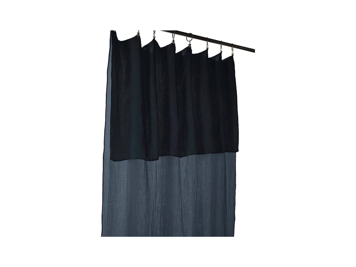 OUREA - Rideau Ajustable 140x300 cm Gaze de Coton Minuit + 8 Anneaux Pince
