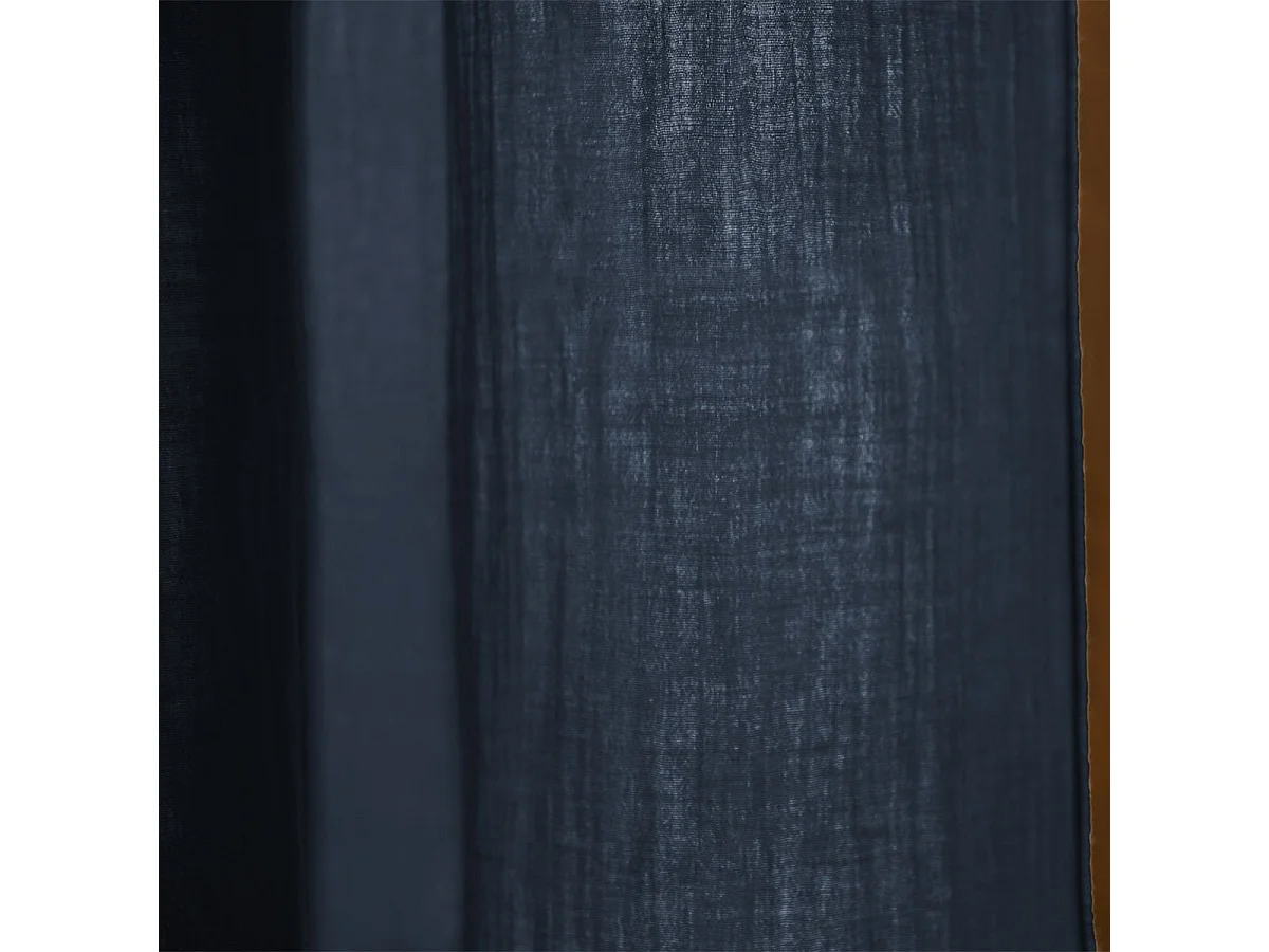 OUREA - Rideau Ajustable 140x300 cm Gaze de Coton Minuit + 8 Anneaux Pince