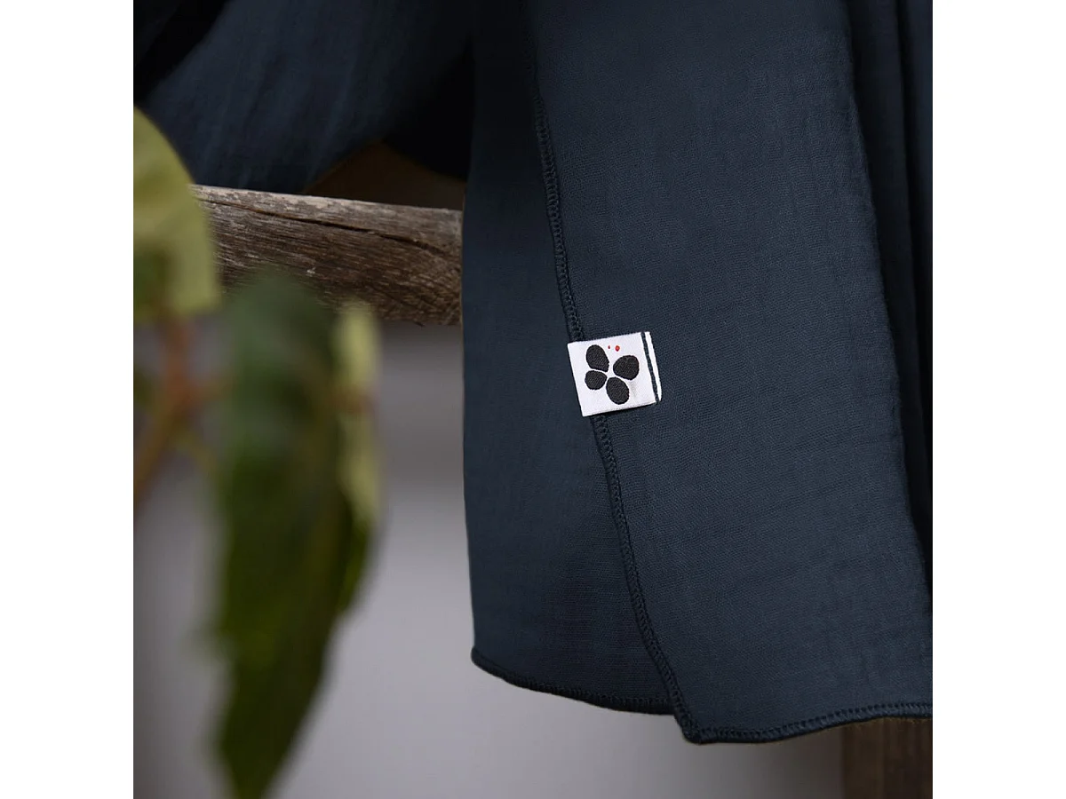 OUREA - Rideau Ajustable 140x300 cm Gaze de Coton Minuit + 8 Anneaux Pince