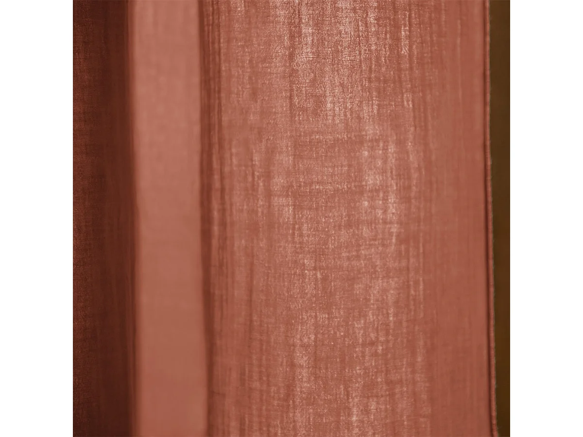 OUREA - Rideau Ajustable 140x300 cm Gaze de Coton Terracotta + 8 Anneaux Pince