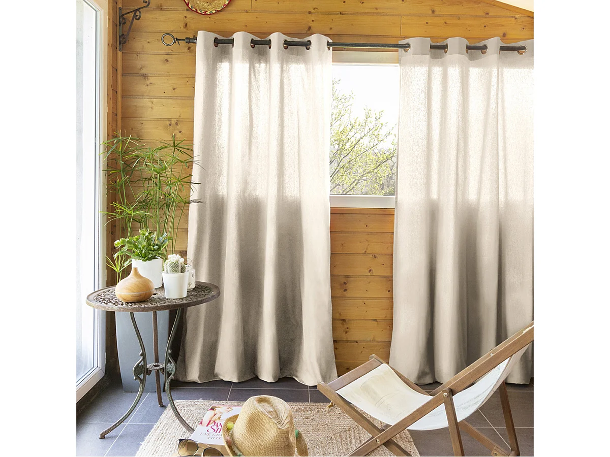 SOPHIE - Rideau 140x260cm Coton Coloris Grège ?illets Inox