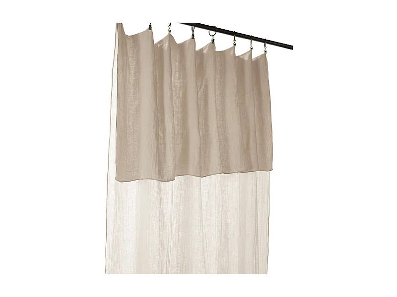 OUREA - Rideau Ajustable 140x300 cm Gaze de Coton Pampa + 8 Anneaux Pince