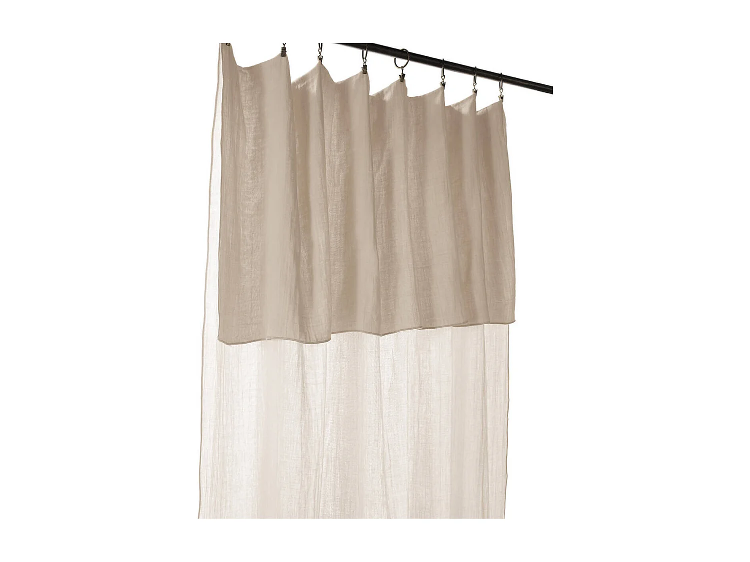 OUREA - Rideau Ajustable 140x300 cm Gaze de Coton Pampa + 8 Anneaux Pince