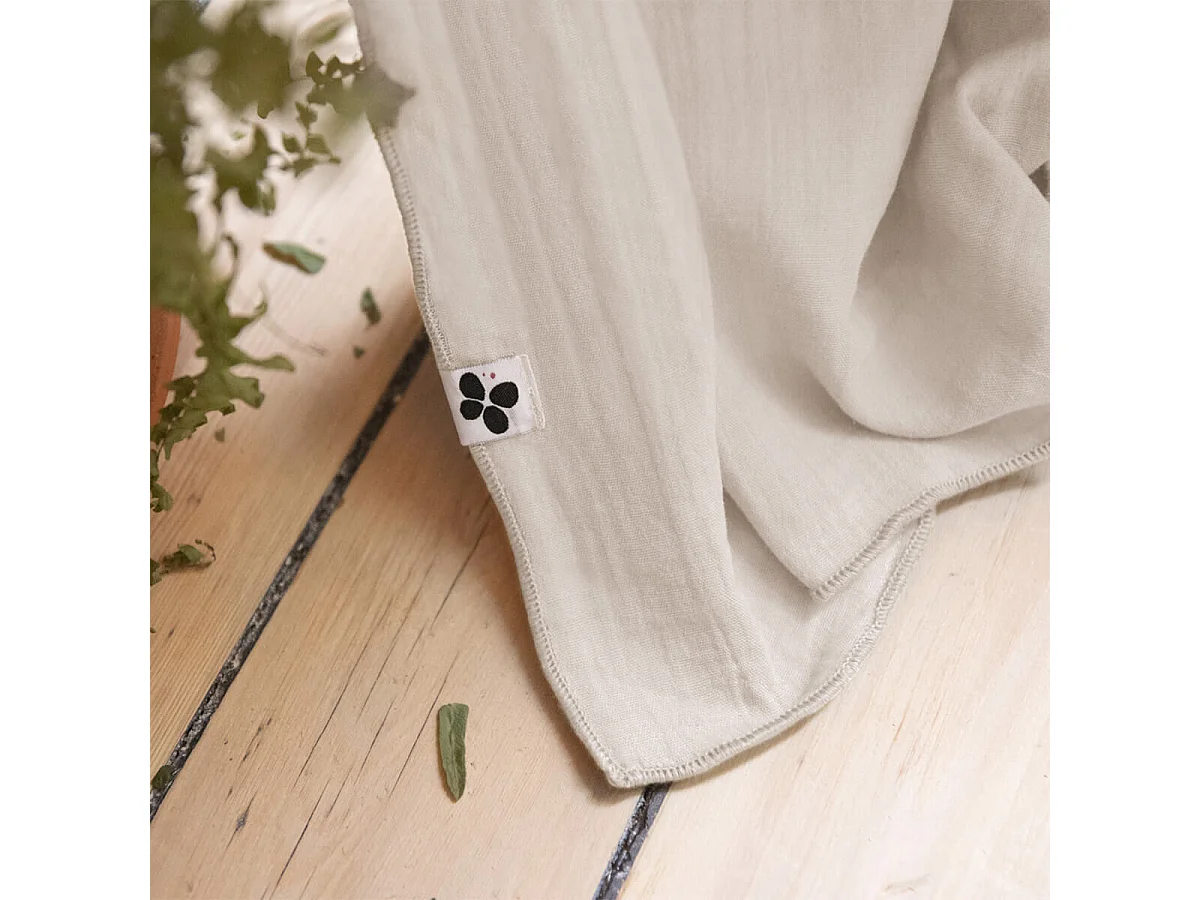 OUREA - Rideau Ajustable 140x300 cm Gaze de Coton Pampa + 8 Anneaux Pince