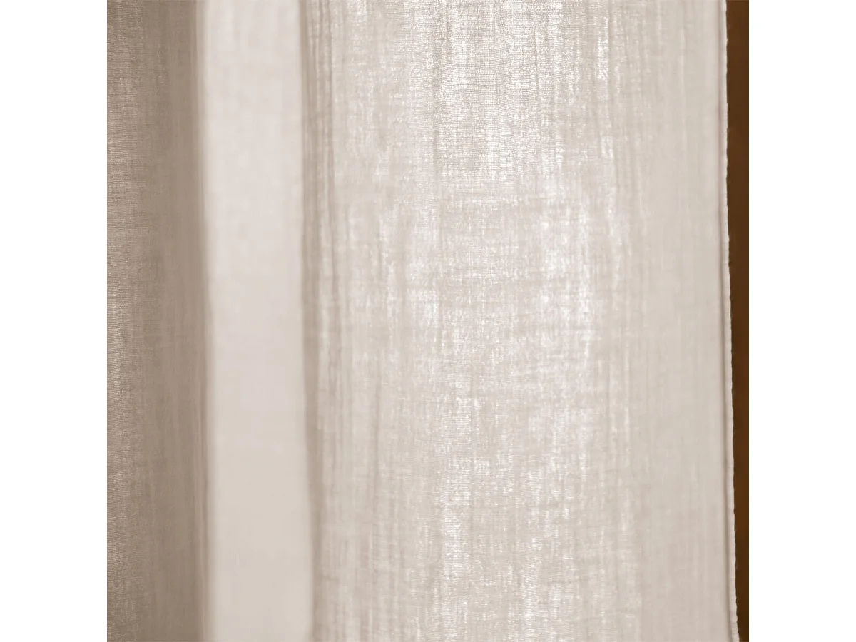 OUREA - Rideau Ajustable 140x300 cm Gaze de Coton Pampa + 8 Anneaux Pince