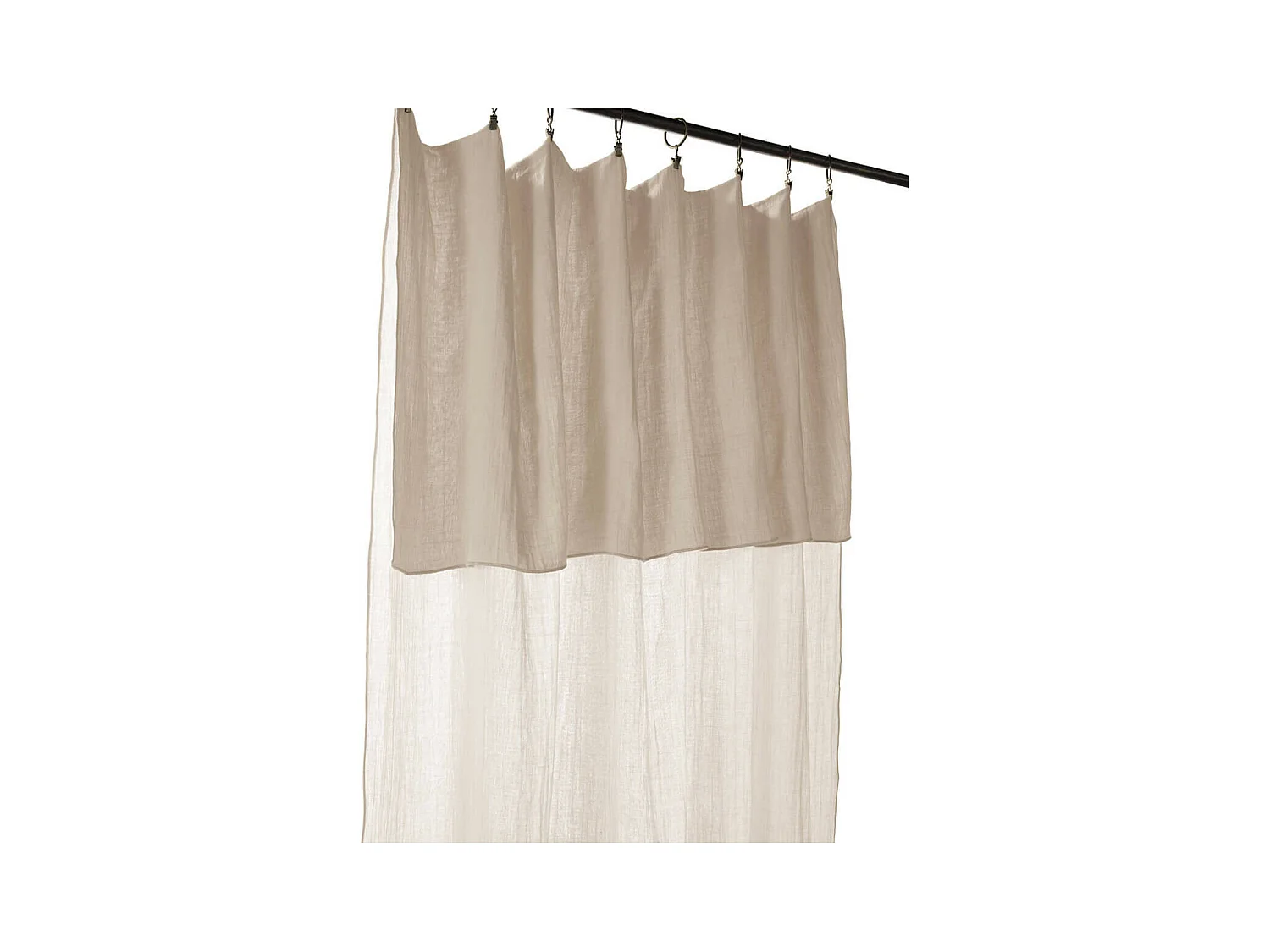 OUREA - Rideau Ajustable 140x300 cm Gaze de Coton Pampa + 8 Anneaux Pince