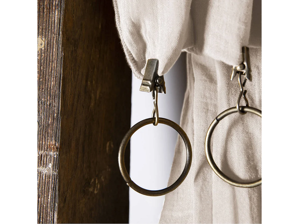 OUREA - Rideau Ajustable 140x300 cm Gaze de Coton Pampa + 8 Anneaux Pince