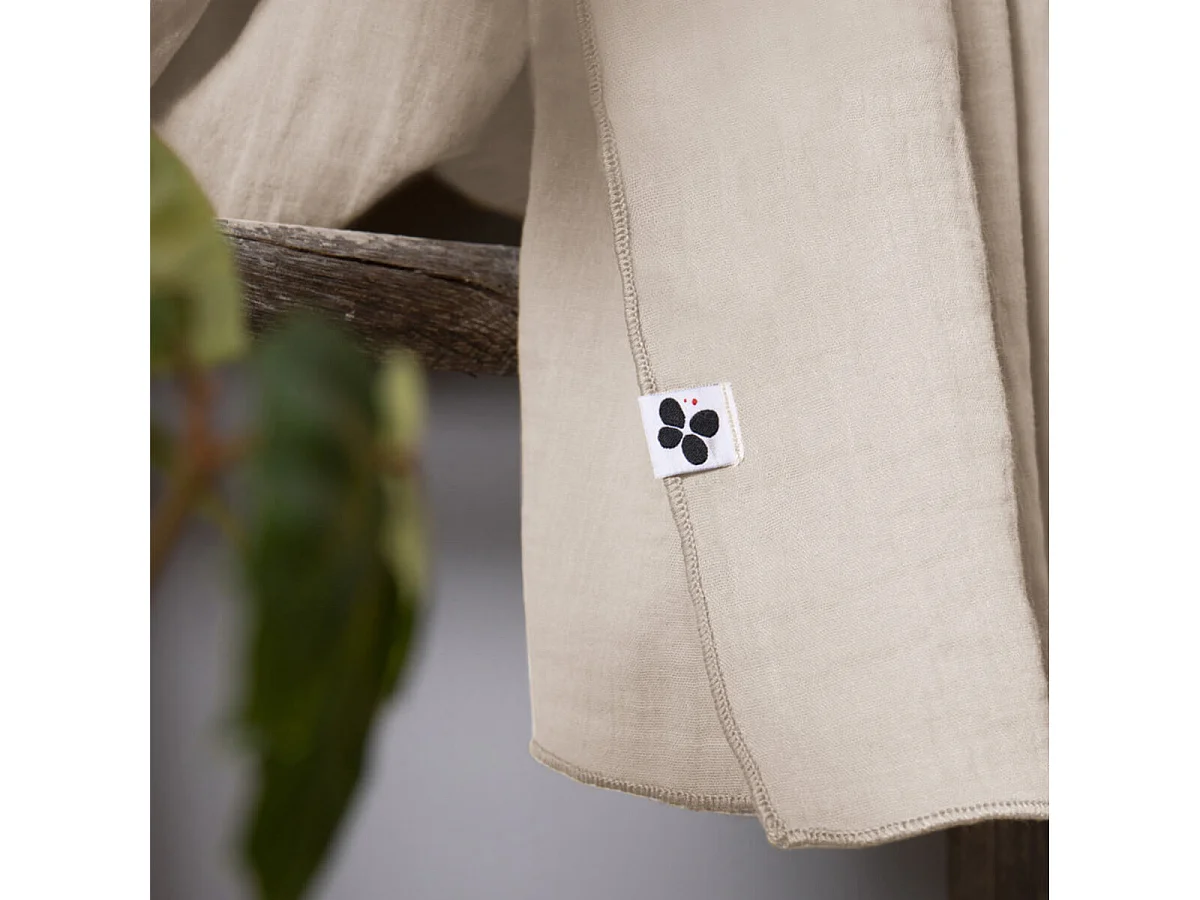 OUREA - Rideau Ajustable 140x300 cm Gaze de Coton Pampa + 8 Anneaux Pince