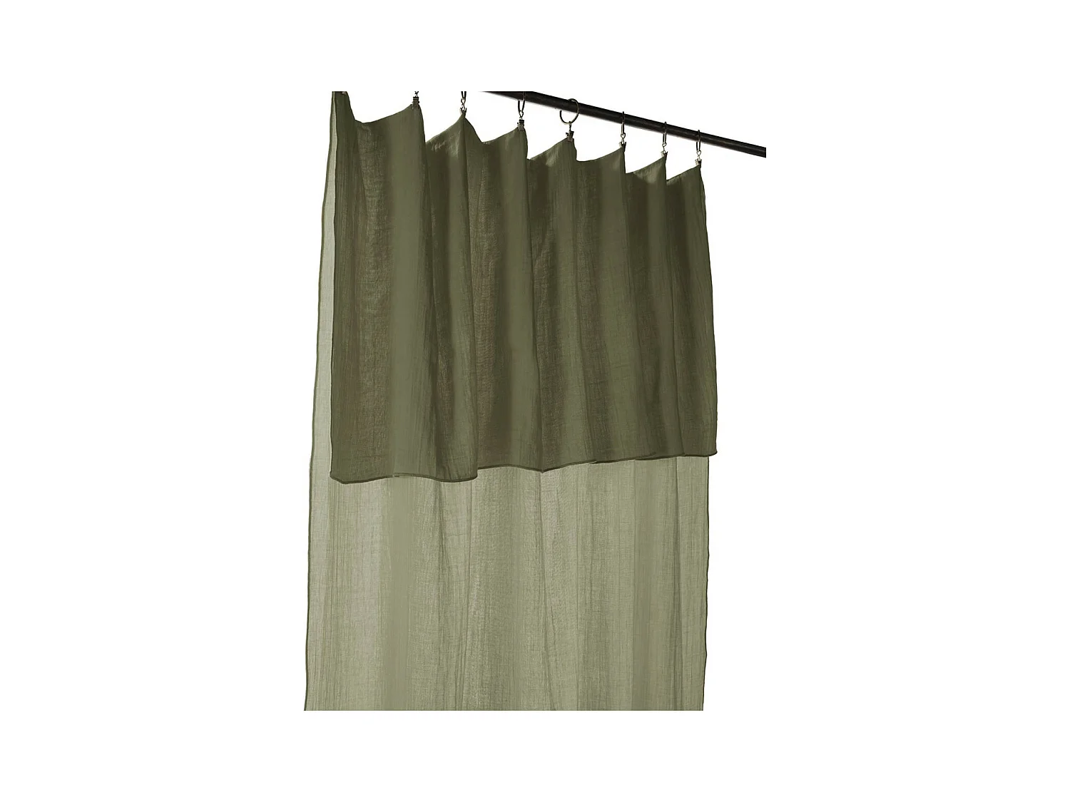 OUREA - Rideau Ajustable 140x300 cm Gaze de Coton Romarin + 8 Anneaux Pince