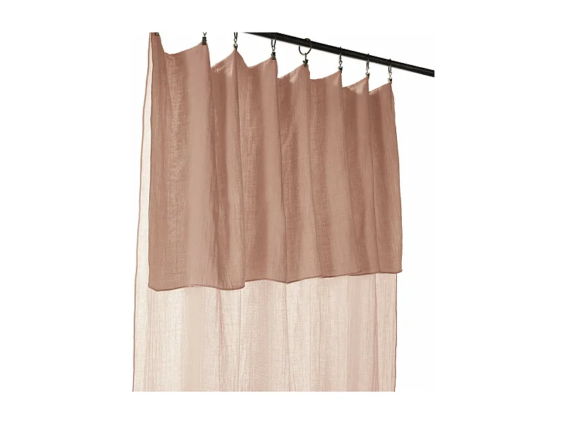OUREA - Rideau Ajustable 140x300 cm Gaze de Coton Guimauve + 8 Anneaux Pince