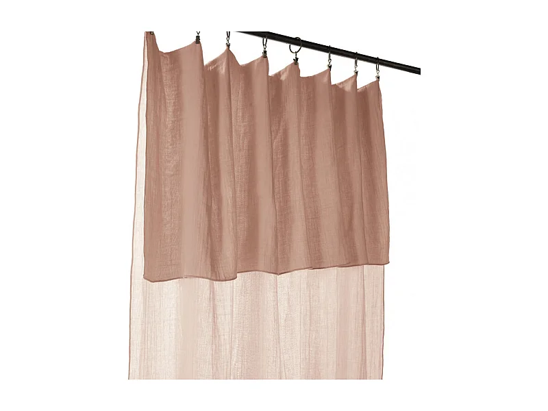 OUREA - Rideau Ajustable 140x300 cm Gaze de Coton Guimauve + 8 Anneaux Pince
