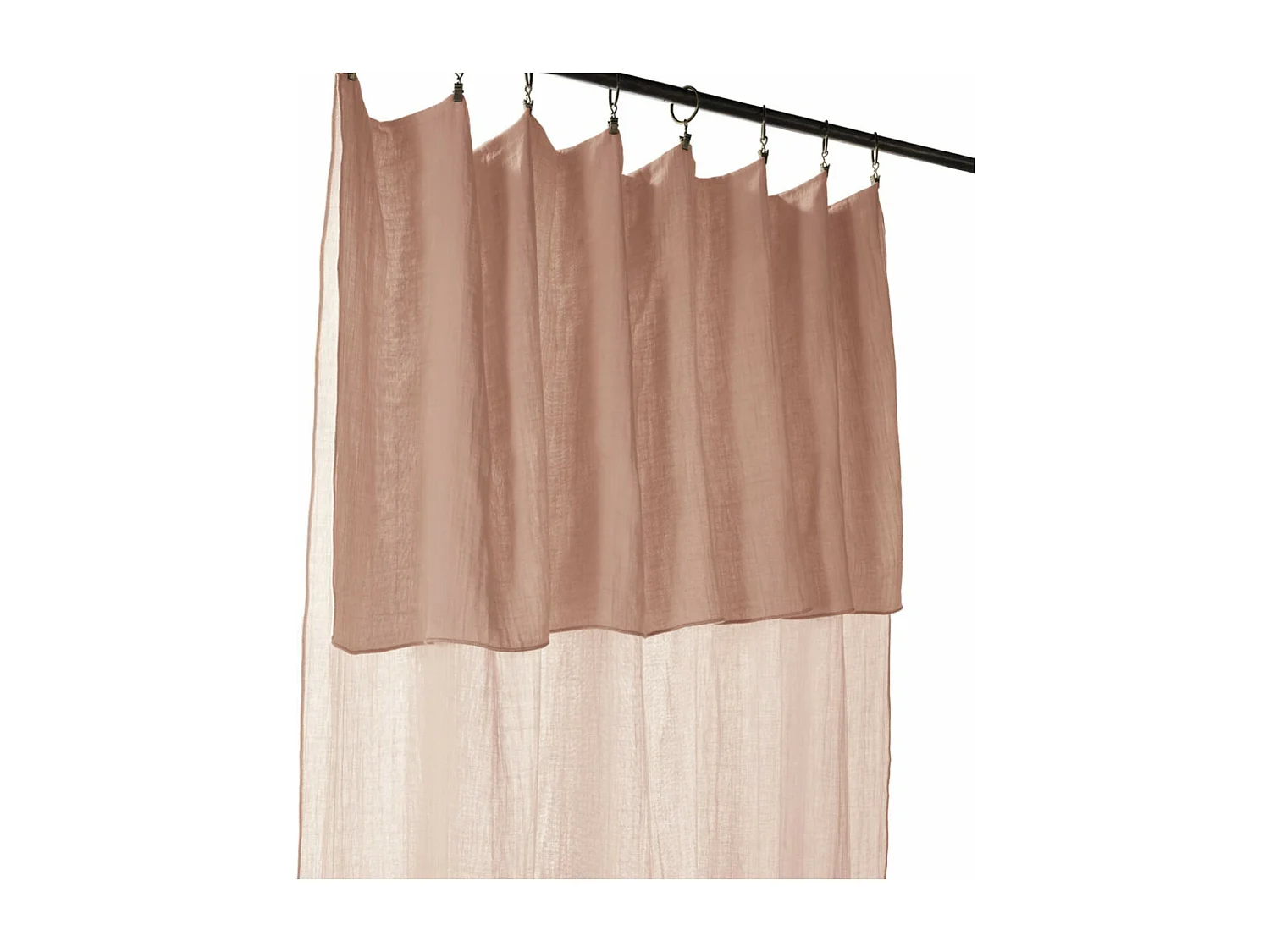 OUREA - Rideau Ajustable 140x300 cm Gaze de Coton Guimauve + 8 Anneaux Pince