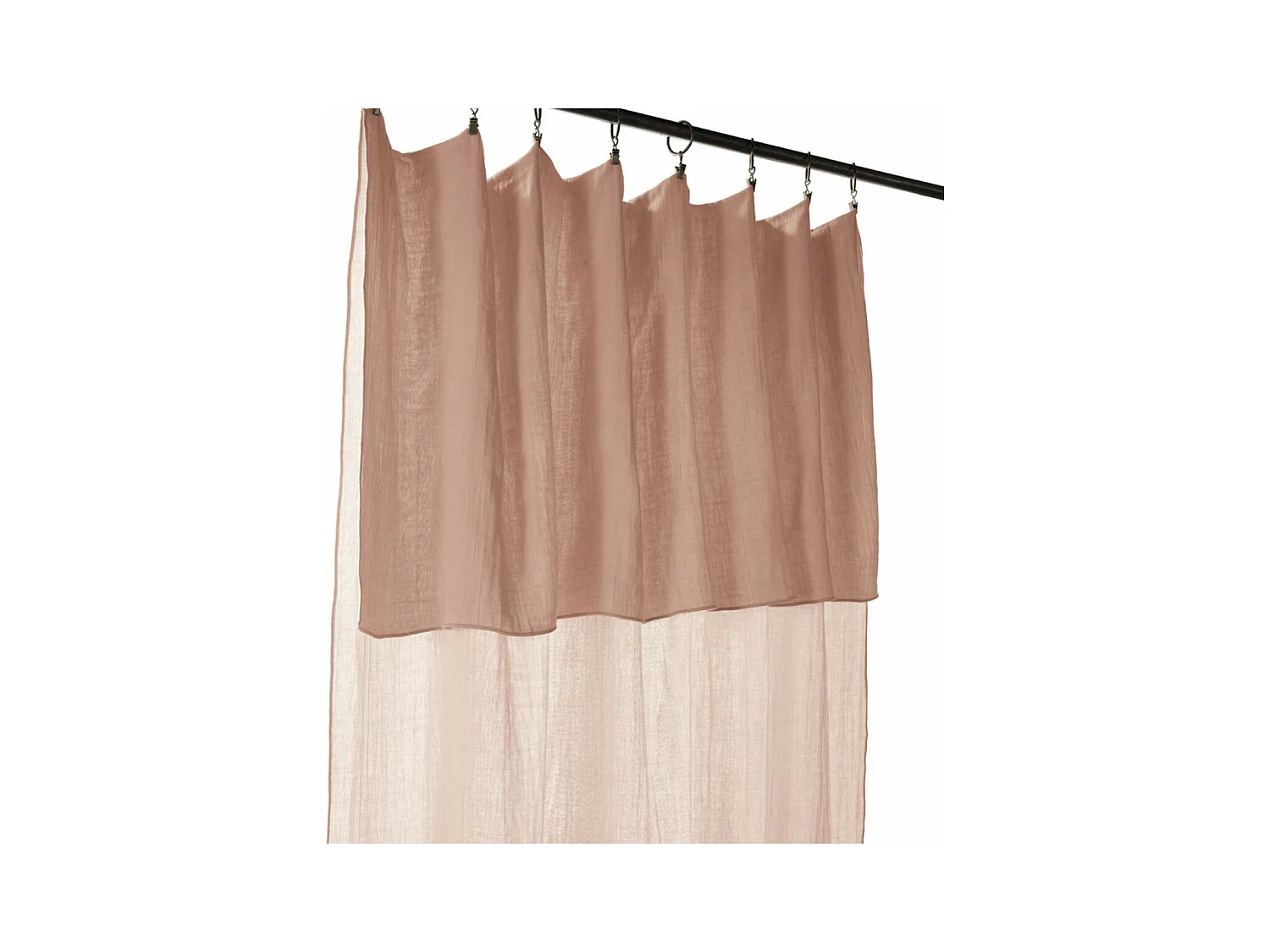 OUREA - Rideau Ajustable 140x300 cm Gaze de Coton Guimauve + 8 Anneaux Pince