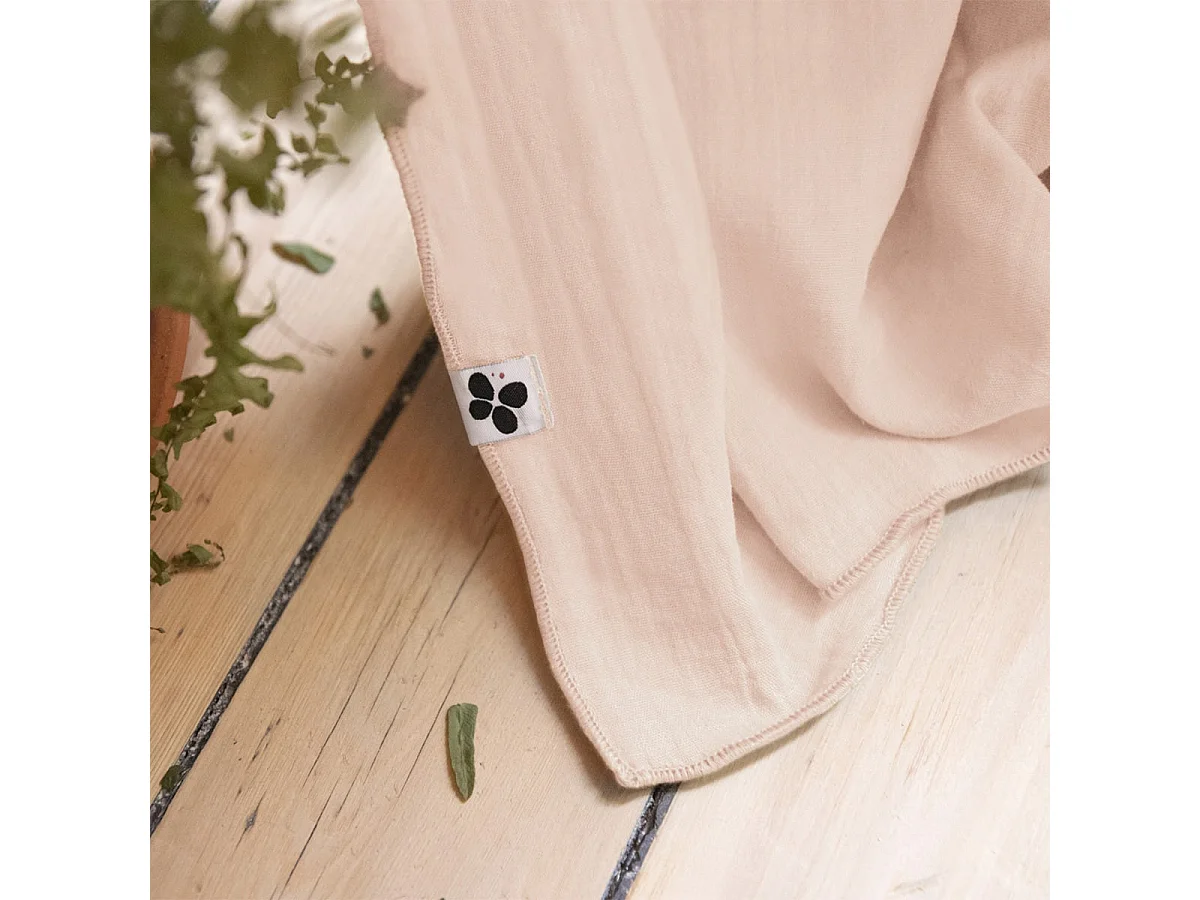 OUREA - Rideau Ajustable 140x300 cm Gaze de Coton Guimauve + 8 Anneaux Pince