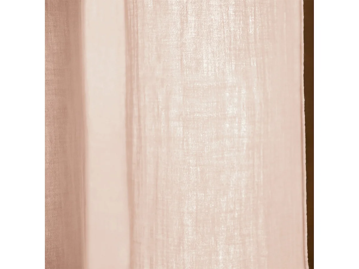 OUREA - Rideau Ajustable 140x300 cm Gaze de Coton Guimauve + 8 Anneaux Pince
