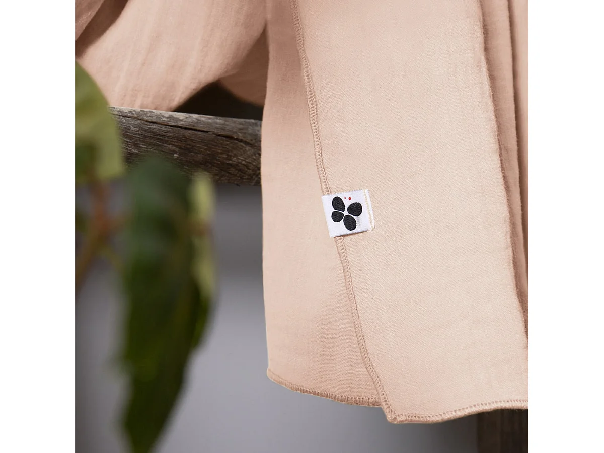 OUREA - Rideau Ajustable 140x300 cm Gaze de Coton Guimauve + 8 Anneaux Pince