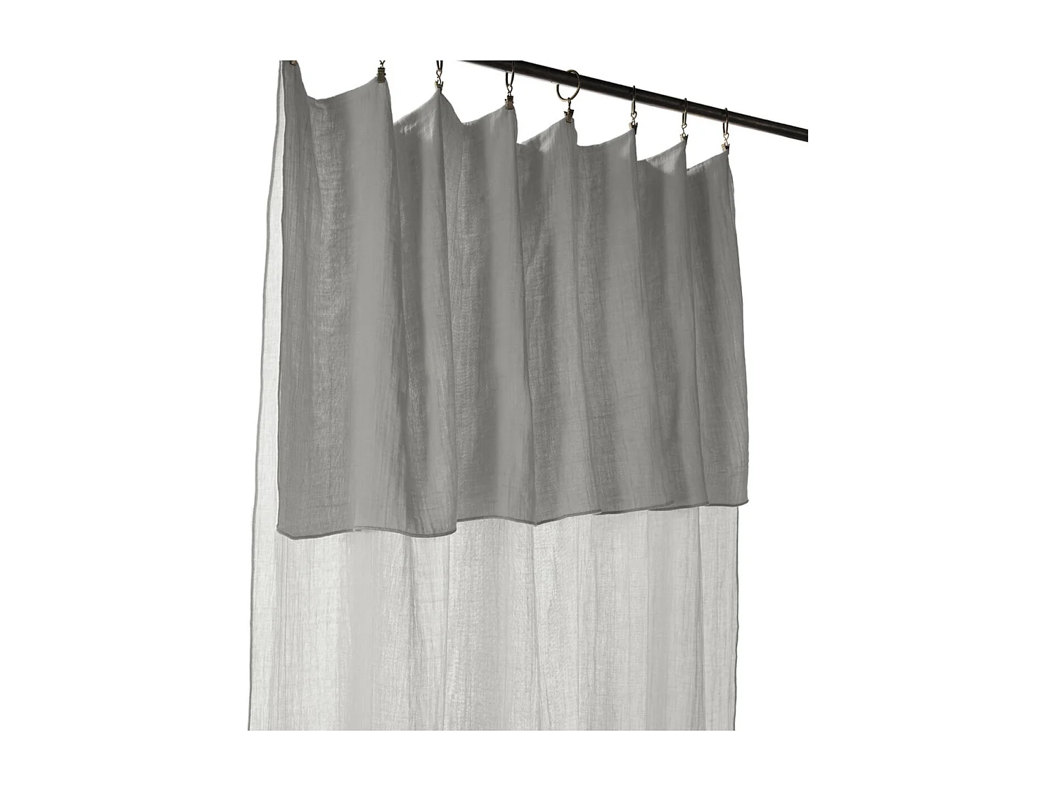 OUREA - Rideau Ajustable 140x300 cm Gaze de Coton Nuage + 8 Anneaux Pince