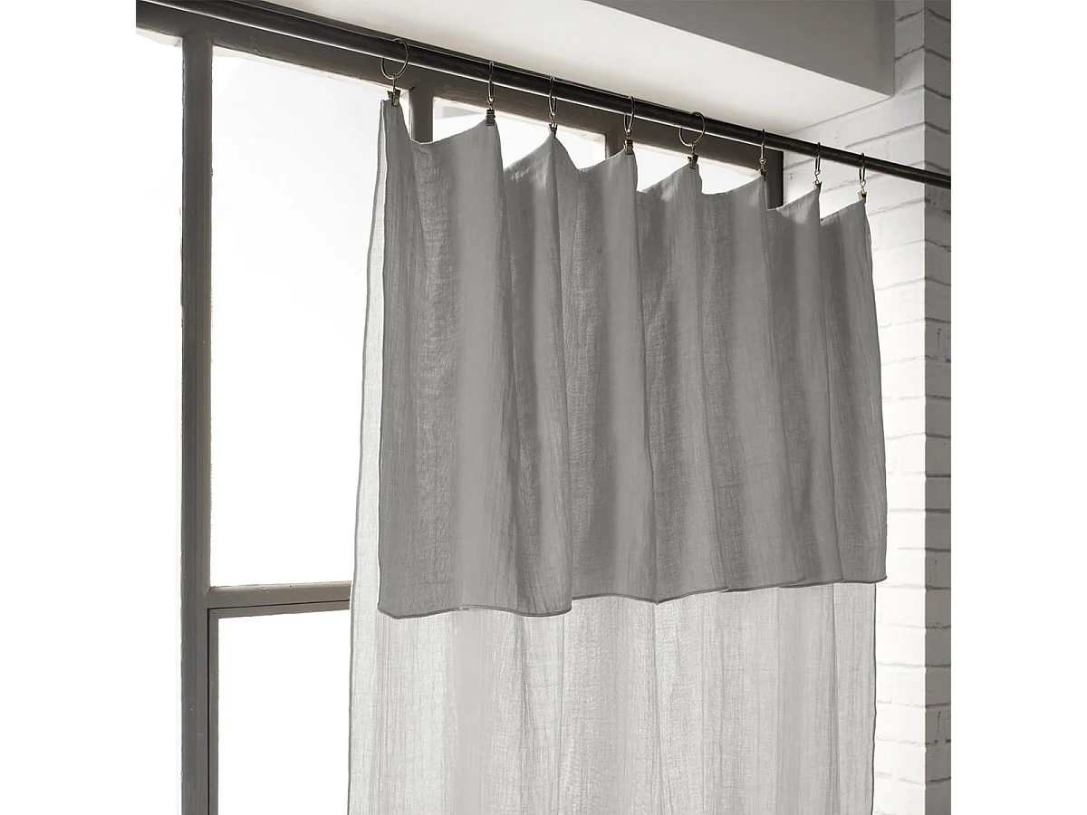 OUREA - Rideau Ajustable 140x300 cm Gaze de Coton Nuage + 8 Anneaux Pince