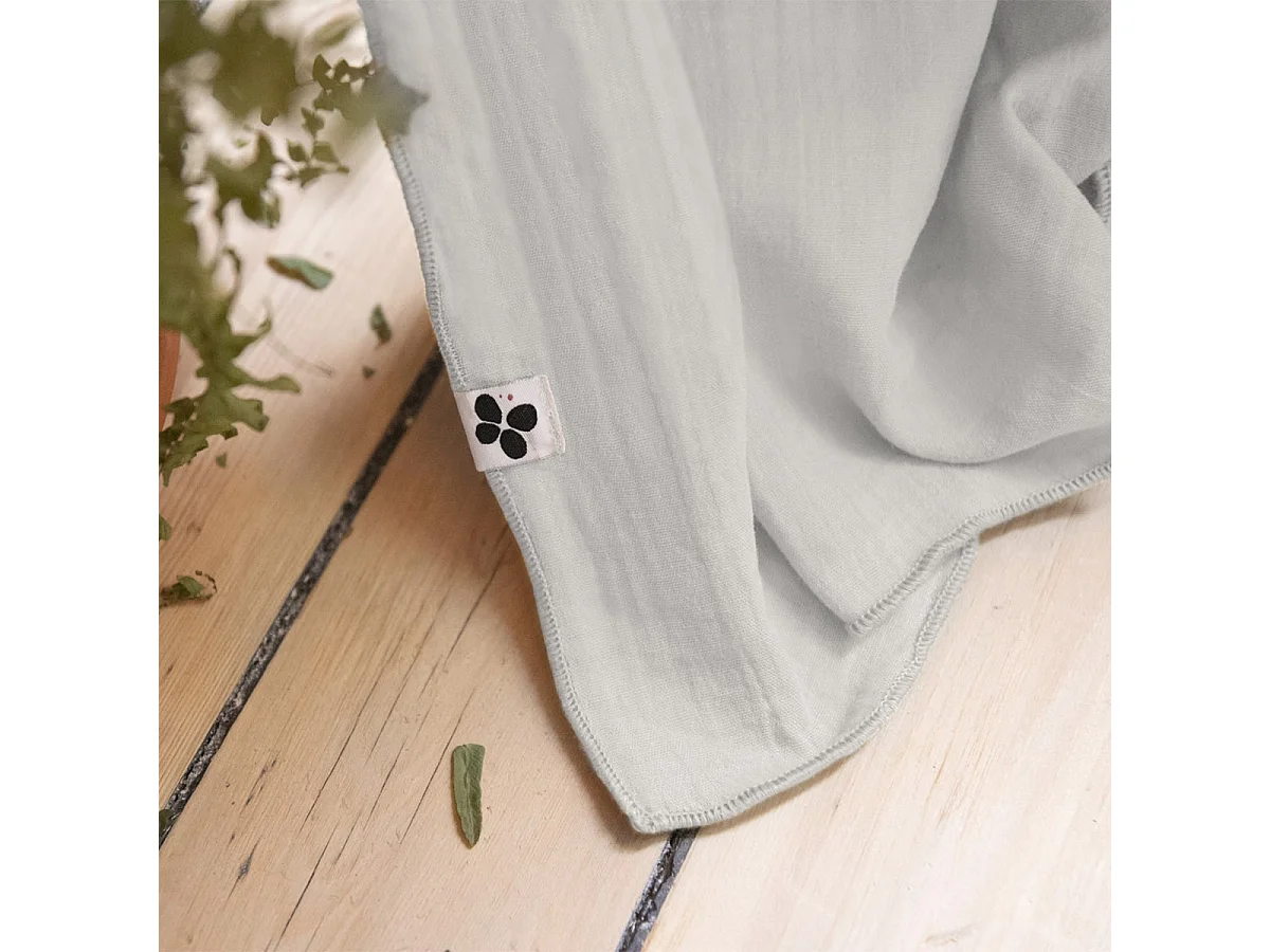 OUREA - Rideau Ajustable 140x300 cm Gaze de Coton Nuage + 8 Anneaux Pince