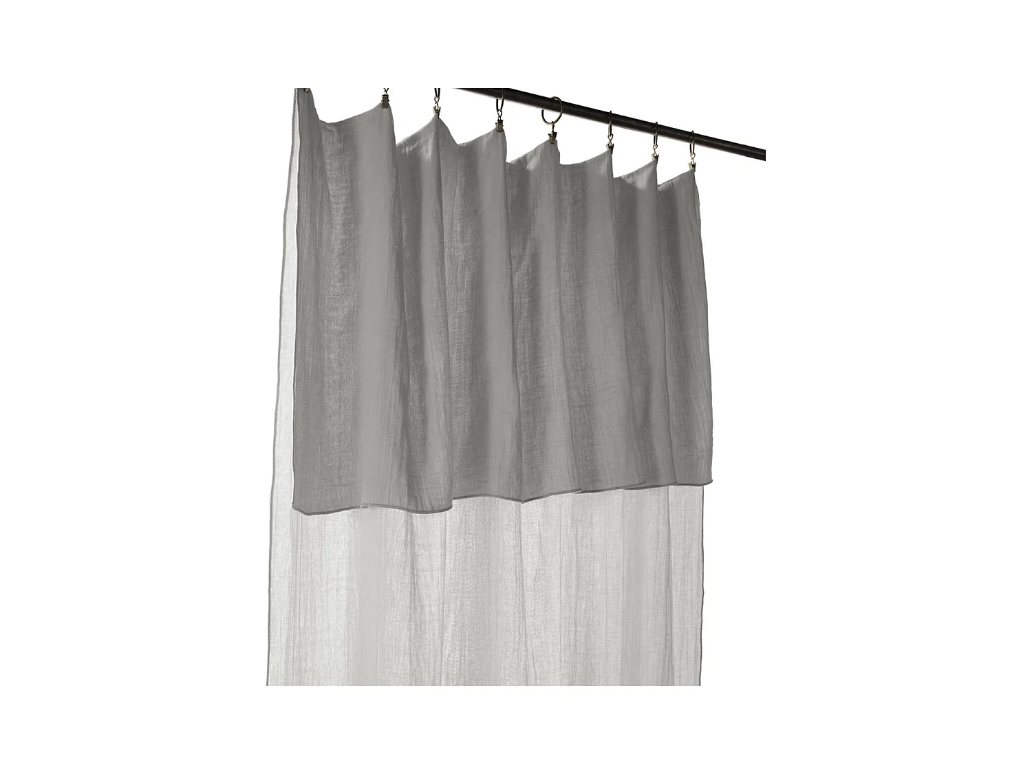 OUREA - Rideau Ajustable 140x300 cm Gaze de Coton Nuage + 8 Anneaux Pince