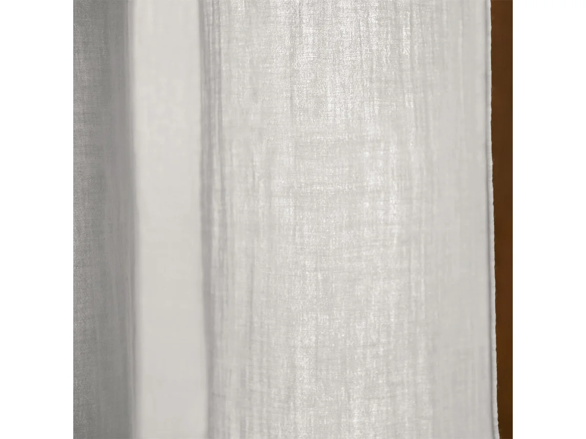 OUREA - Rideau Ajustable 140x300 cm Gaze de Coton Nuage + 8 Anneaux Pince